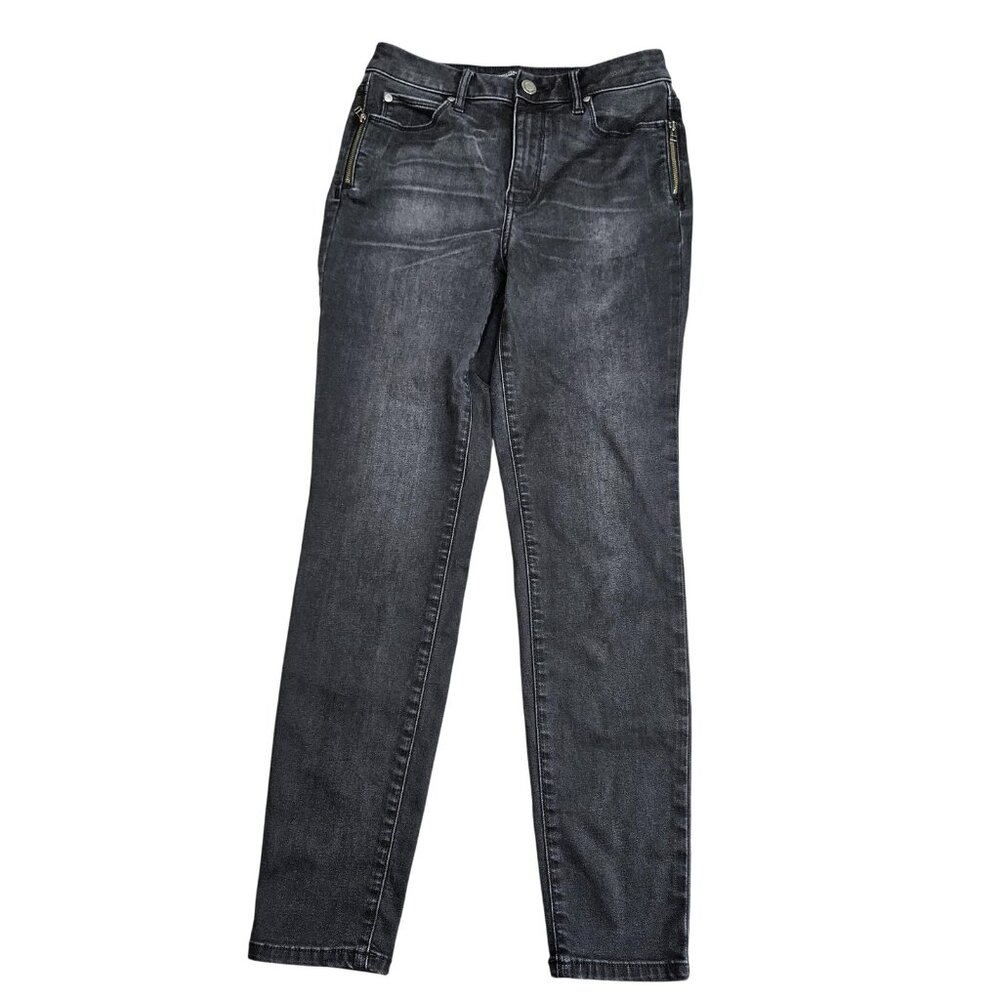 Simply Vera Vera Wang Jeans Womens 6 Black Skinny Stretch Denim Zip‎ Pockets